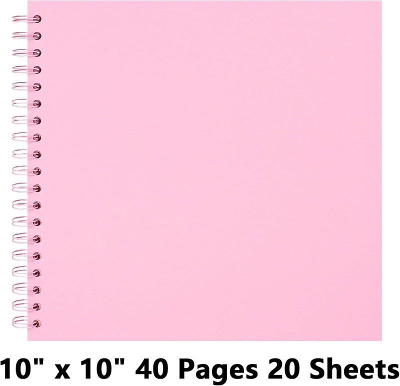 Remowith 10X10 Inch DIY Scrapbook Photo Album, Kraft Blank Paper Scrap Book 40 Pages Memory Book for Wedding Family, Pink - Image 5